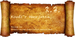 Kovár Henrietta névjegykártya