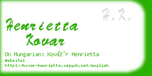henrietta kovar business card
